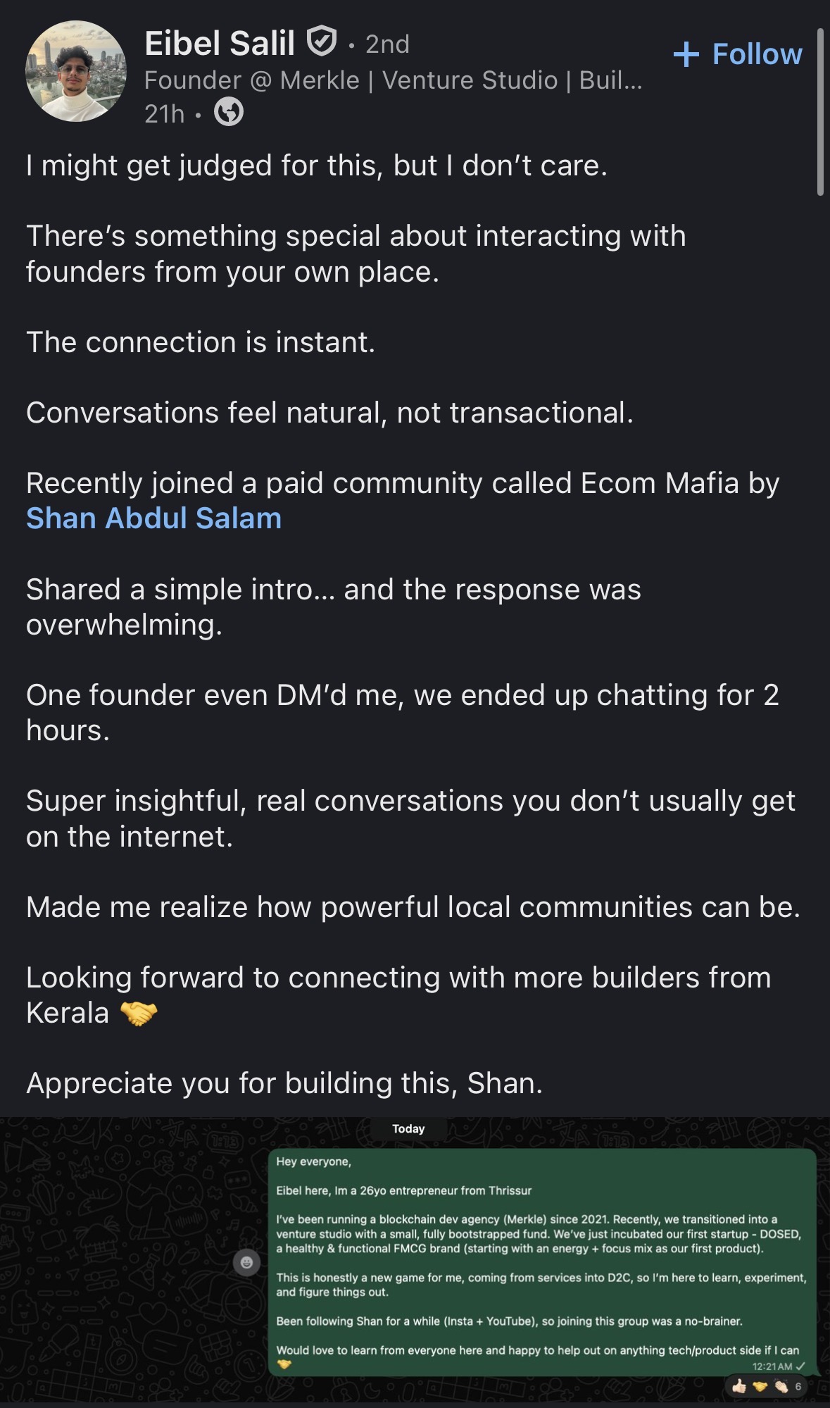 Member testimonial