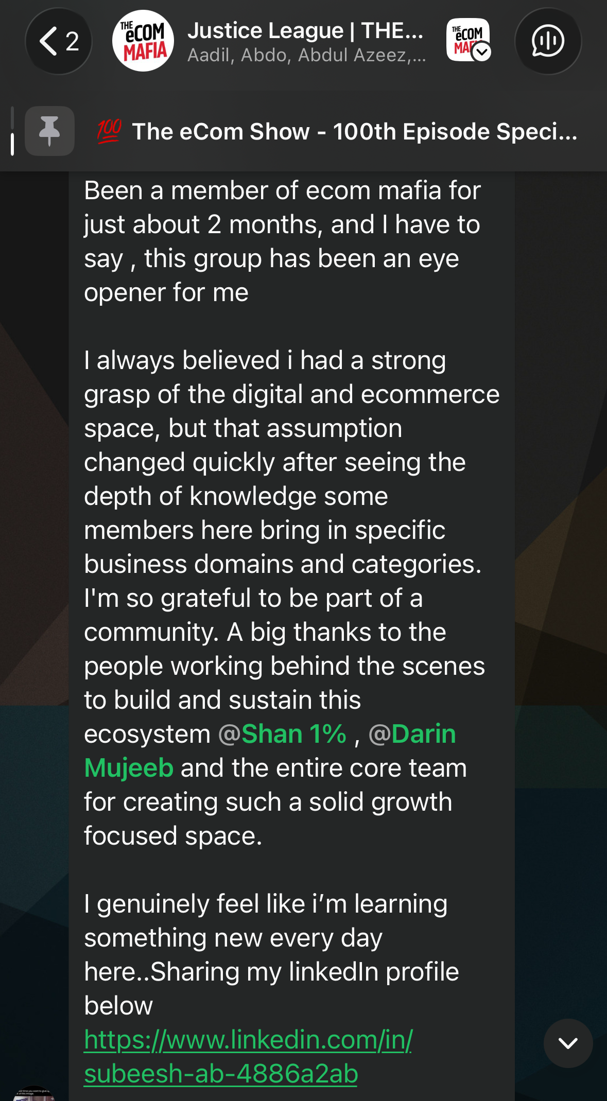 Member testimonial
